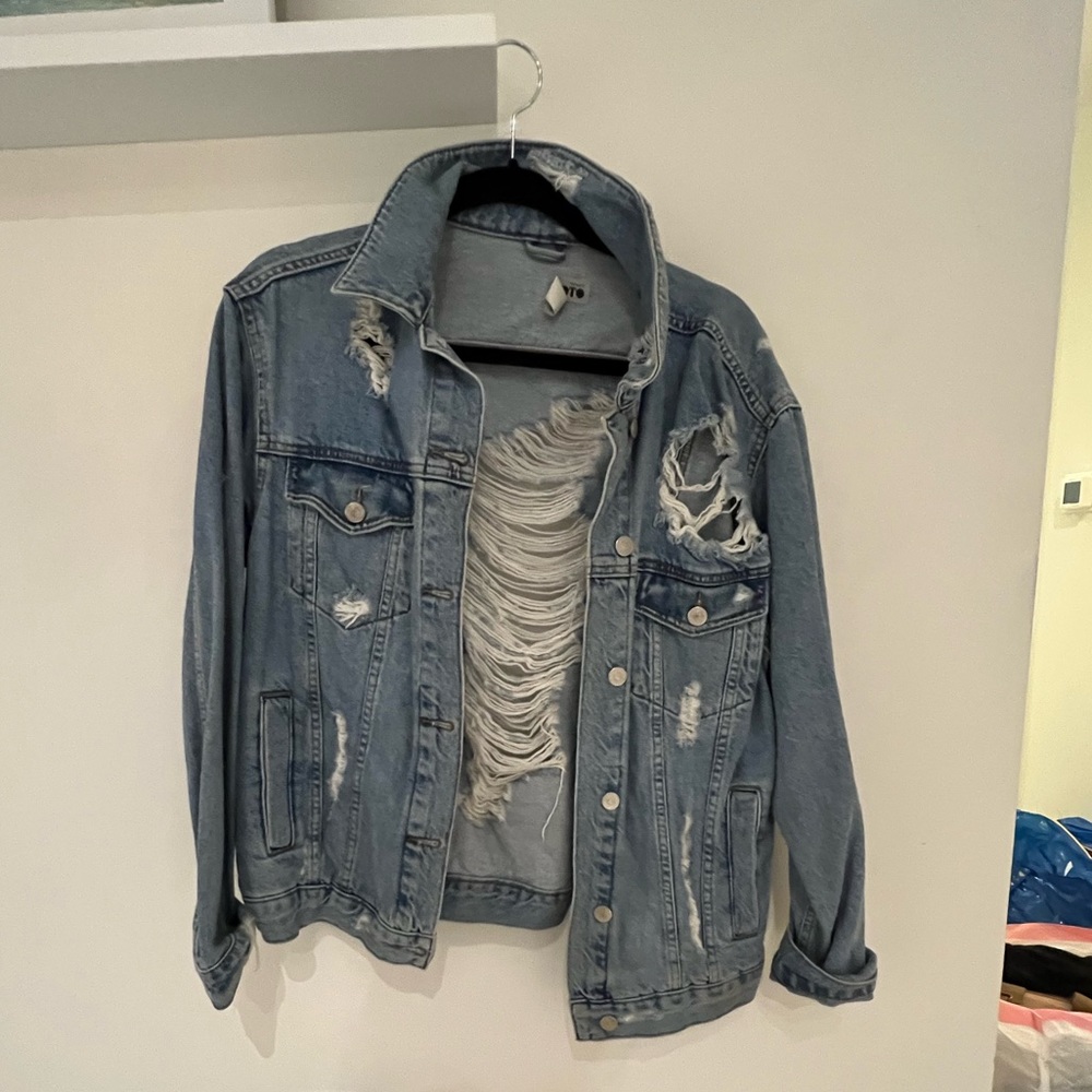 Topshop Distressed Denim Jacket